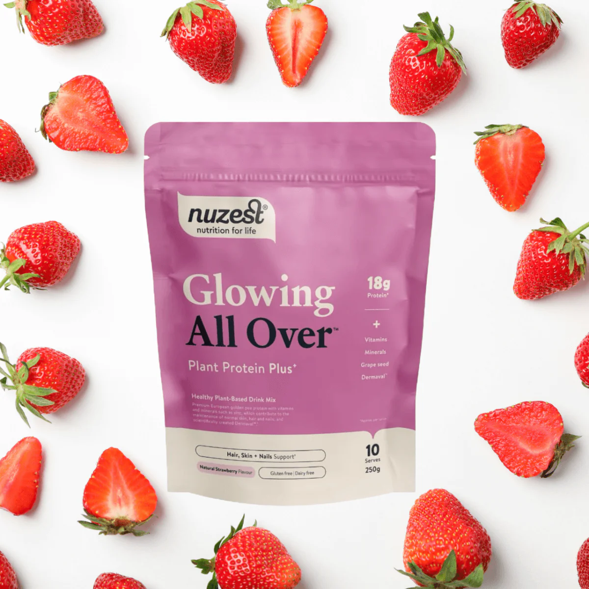 Glowing All Over - Plant Protein Plus - 250g - Natural Strawberry - Image 4