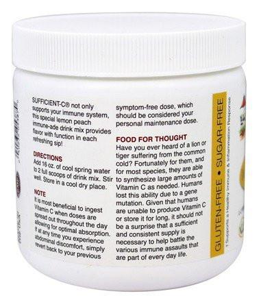Sufficient-C® High Dose Lemon Peach Immune-Ade drink mix - 250 gram size - Image 3