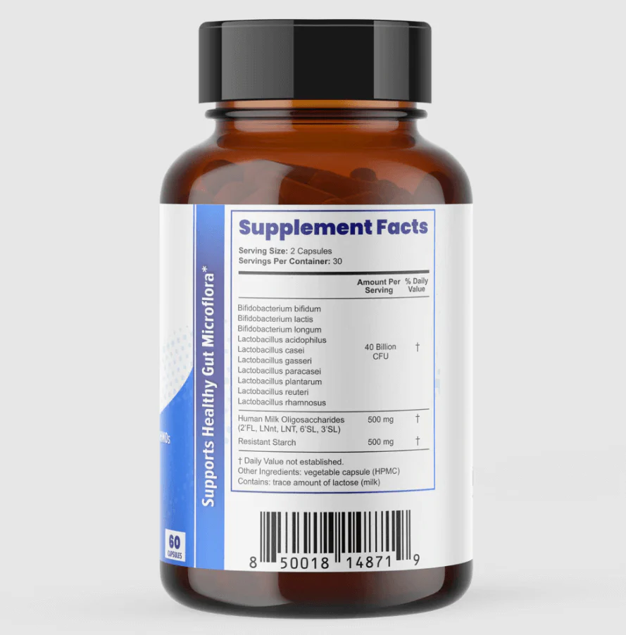 SuperHMO Synbiotic 5 HMOs +10 Probiotics | 60 Capsules - Image 3